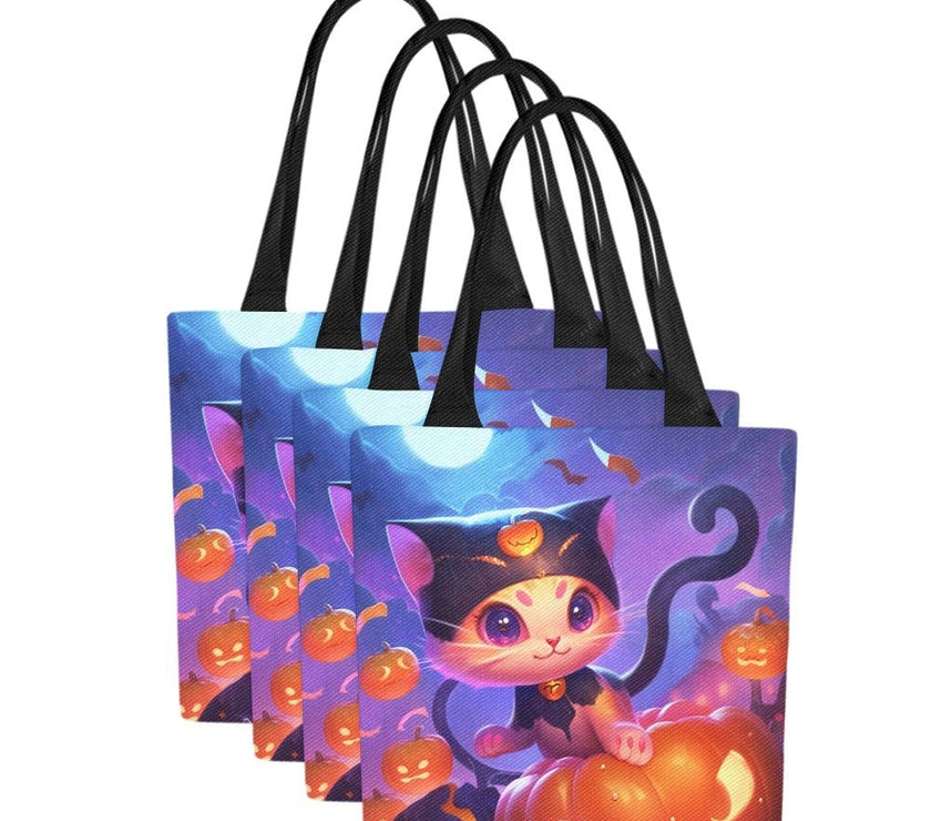 Halloween Purrrfect Canvas Tote Bag (Set of 4) - Limited time Finds