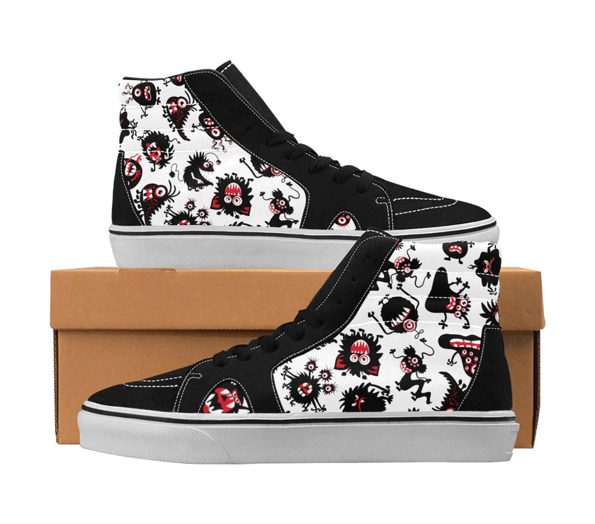 Women's Monster Print High Top Canvas Shoes - Limited time Finds