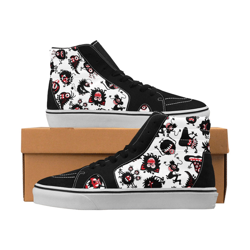 Women's Monster Print High Top Canvas Shoes - Limited time Finds