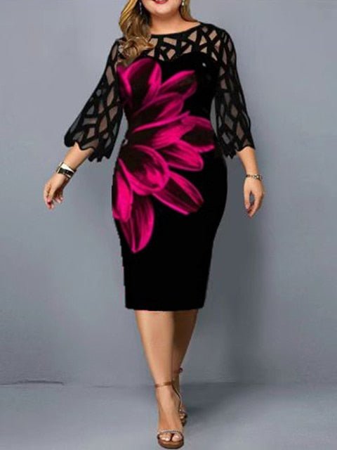 Plus Size Elegant Print Pencil Dress - Limited time Finds