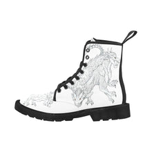 Women's Lace Up Canvas Boots dragon print