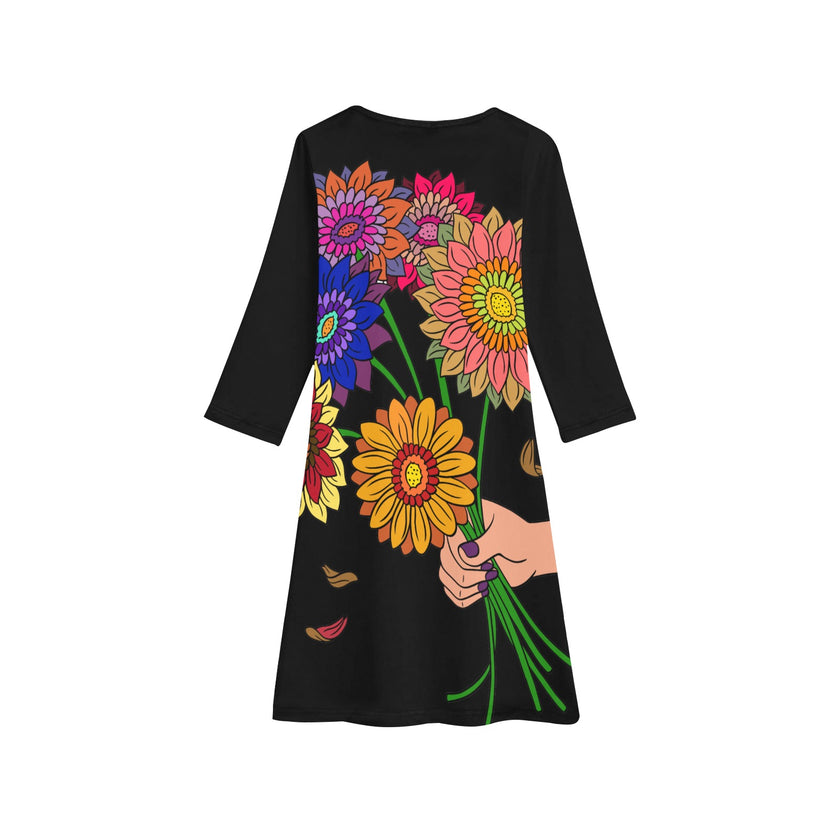 Girls'  Flower Long Sleeve Dress