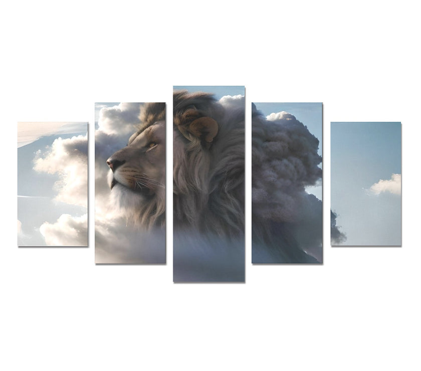 Lion Canvas Wall Art Prints (No Frame) 5-Pieces/Set A