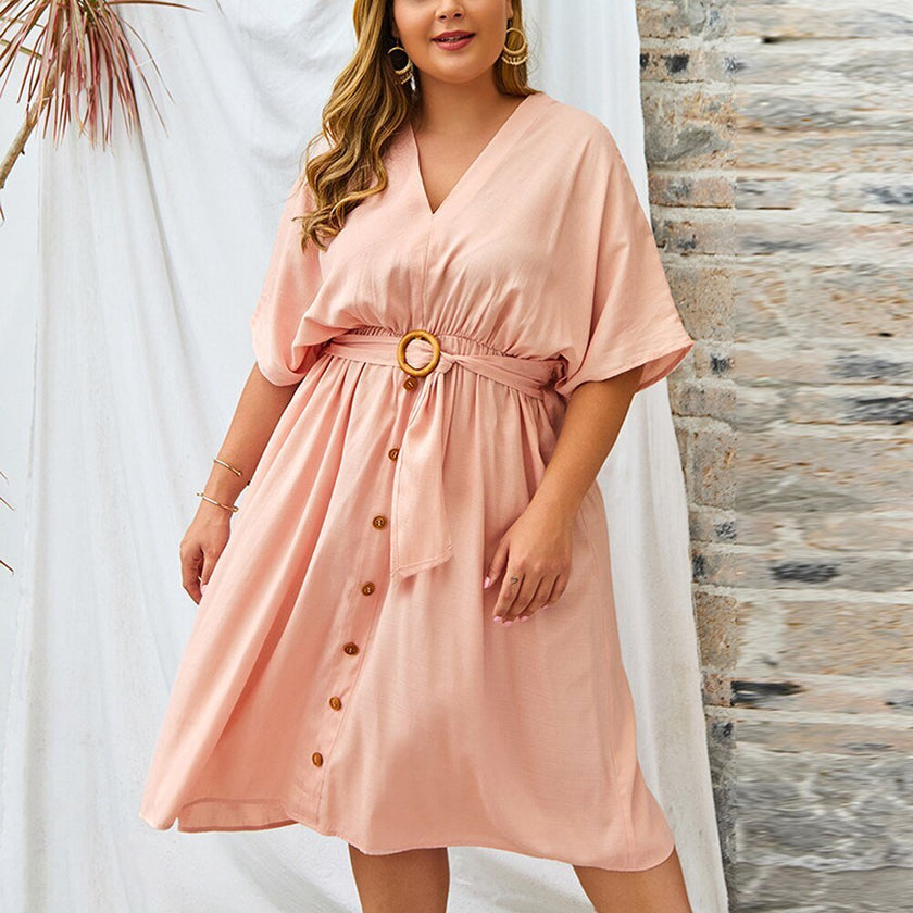 Plus Size Dress Full Sleeve V Neck - Limited time Finds