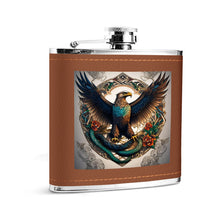 Custom Brown Leather Flask Wrapped Stainless Steel 6oz