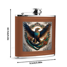 Custom Brown Leather Flask Wrapped Stainless Steel 6oz