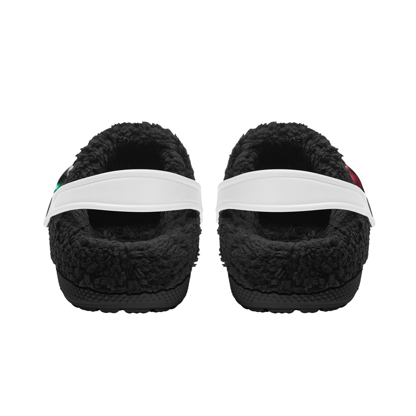 Adults Black Warm House Clog Winter Fur Lined Garden Slippers