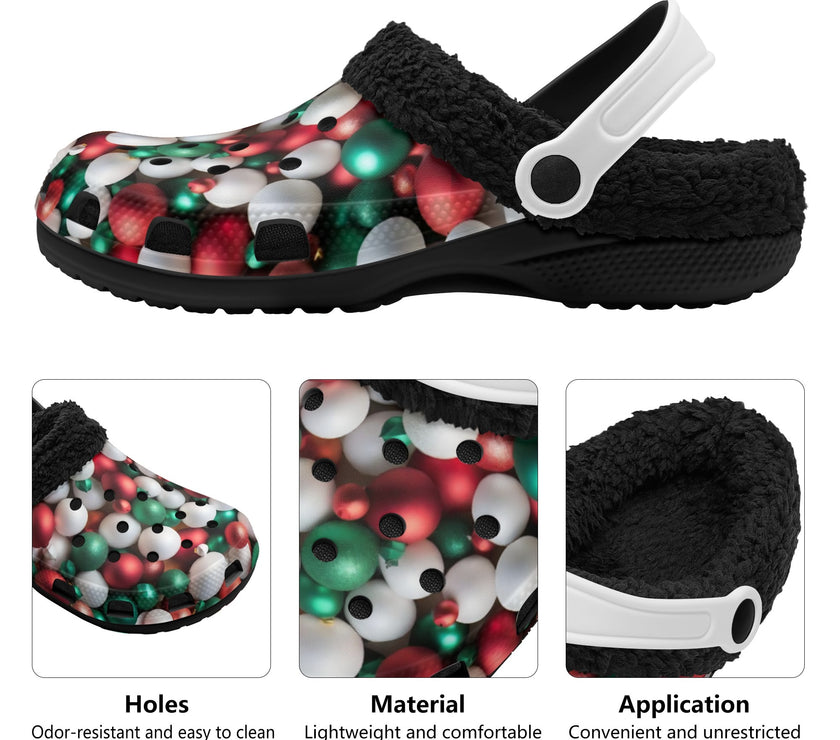 Adults Black Warm House Clog Winter Fur Lined Garden Slippers