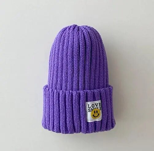 Baby Toddler Ribbed Knit Smile Face Beanie "LOVE SMILE" - Limited time Finds