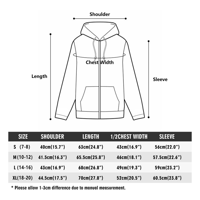 Cat and girl Youth Lightweight Zipper Jumper Sweatshirt Hoodie