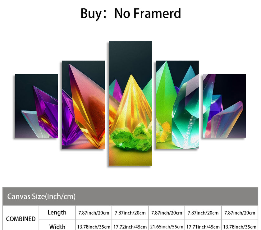 Canvas Wall Art Prints Large Crystals (No Frame) 5-Pieces/Set A