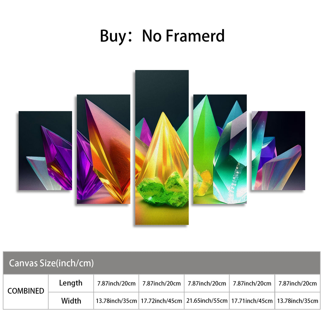 Canvas Wall Art Prints Large Crystals (No Frame) 5-Pieces/Set A