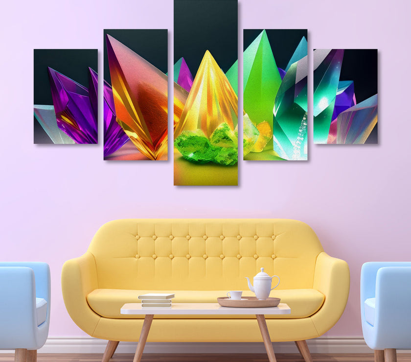 Canvas Wall Art Prints Large Crystals (No Frame) 5-Pieces/Set A