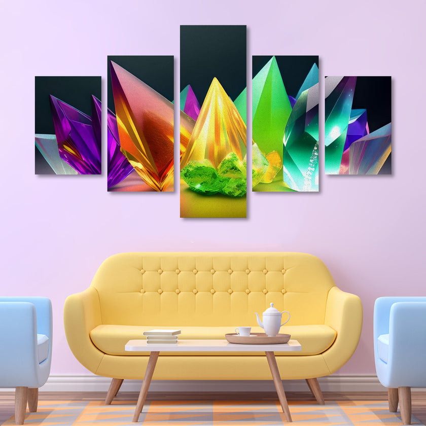 Canvas Wall Art Prints Large Crystals (No Frame) 5-Pieces/Set A