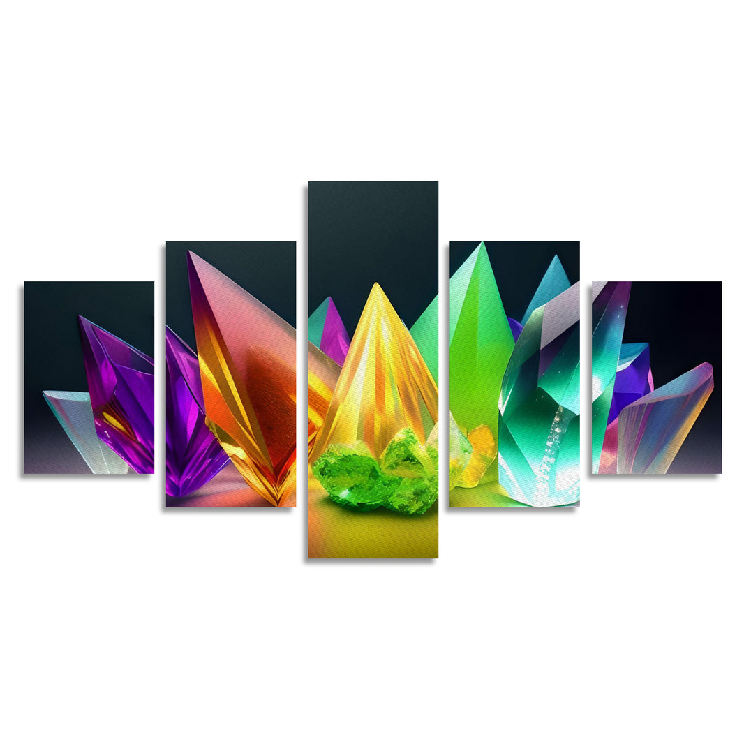 Canvas Wall Art Prints Large Crystals (No Frame) 5-Pieces/Set A