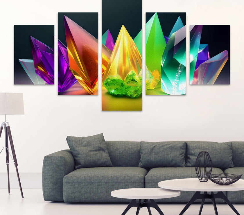 Canvas Wall Art Prints Large Crystals (No Frame) 5-Pieces/Set A