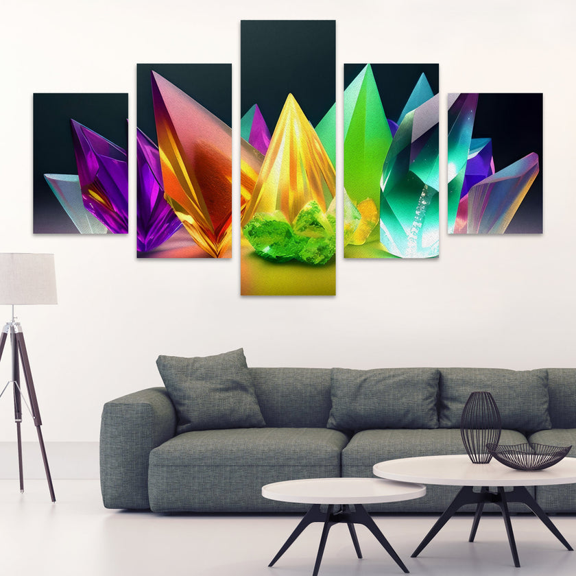 Canvas Wall Art Prints Large Crystals (No Frame) 5-Pieces/Set A