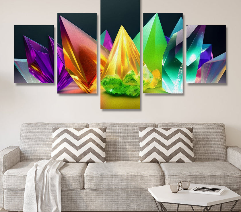 Canvas Wall Art Prints Large Crystals (No Frame) 5-Pieces/Set A