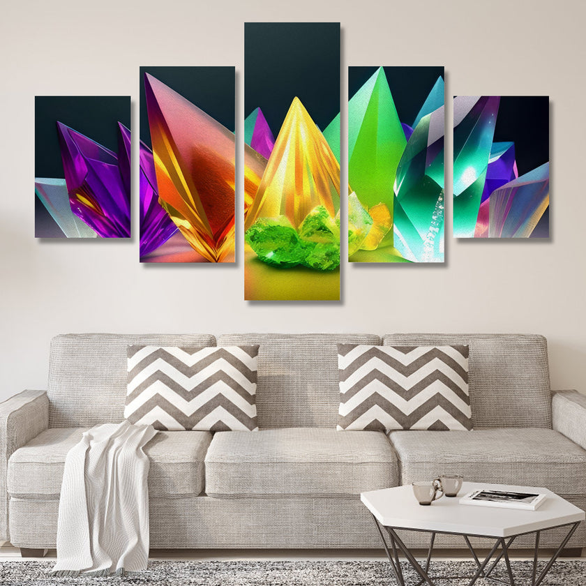 Canvas Wall Art Prints Large Crystals (No Frame) 5-Pieces/Set A