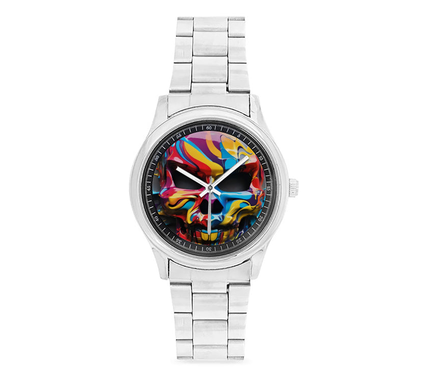 Men's Stainless Steel Watch Painted skull face