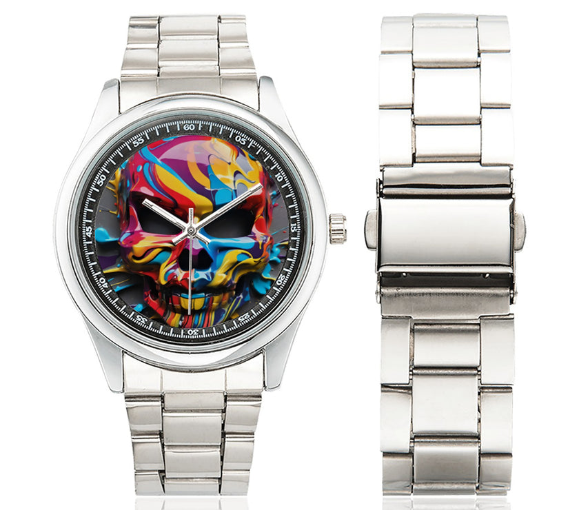 Men's Stainless Steel Watch Painted skull face