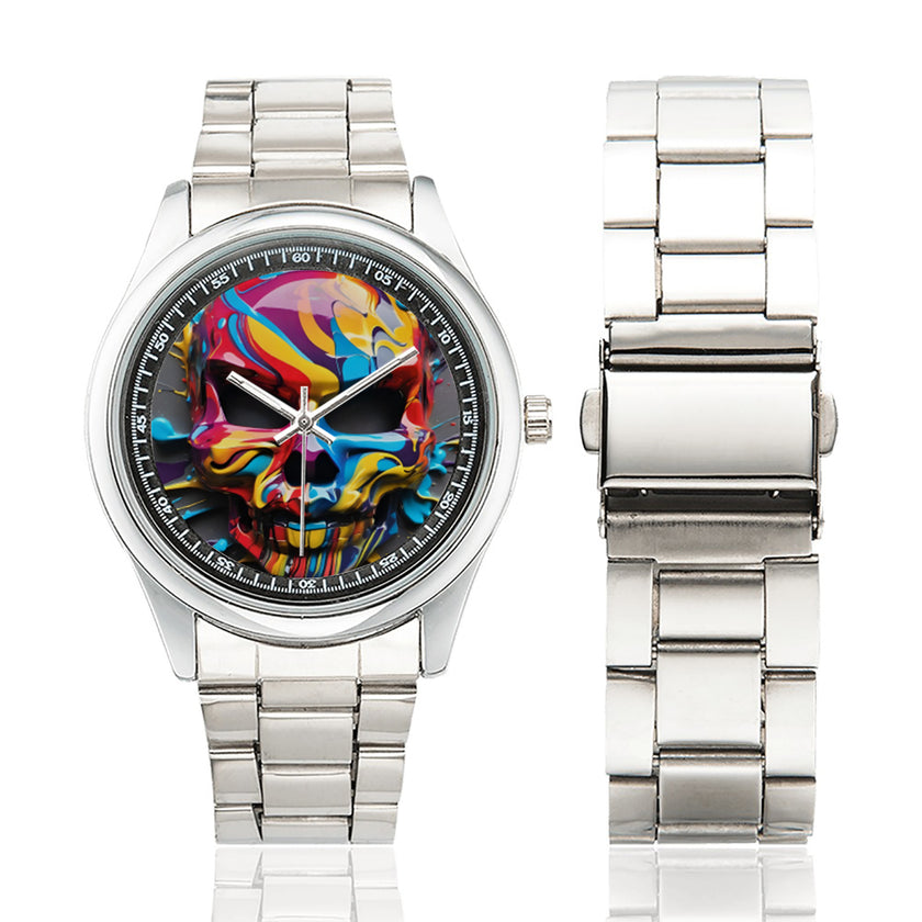 Men's Stainless Steel Watch Painted skull face