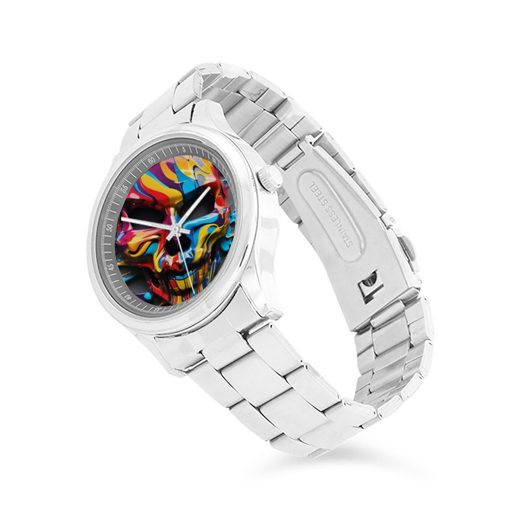 Men's Stainless Steel Watch Painted skull face