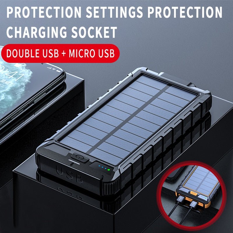 Solar Fast Charging Power Bank Portable 20000mAh Charger Waterproof - Limited time Finds