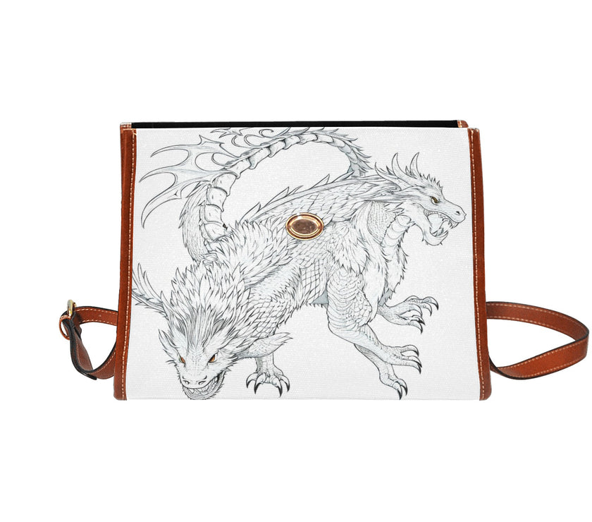 Waterproof Canvas Bag-Brown Dragon Print