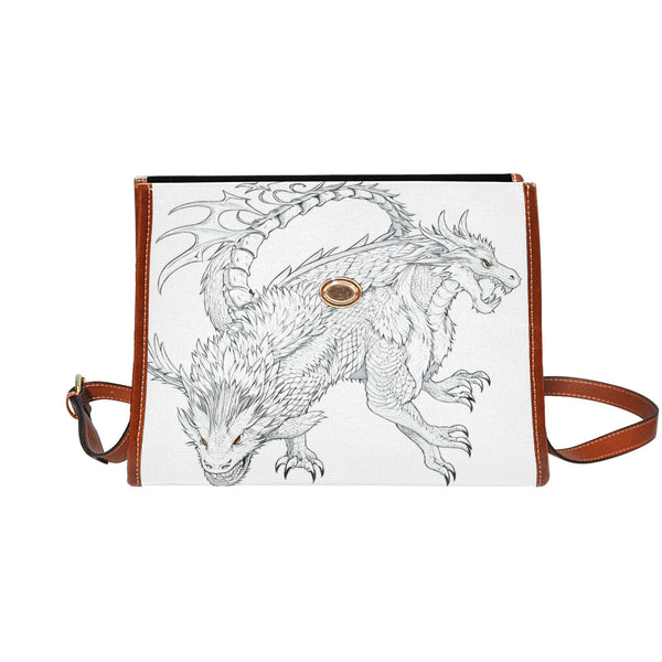 Waterproof Canvas Bag-Brown Dragon Print