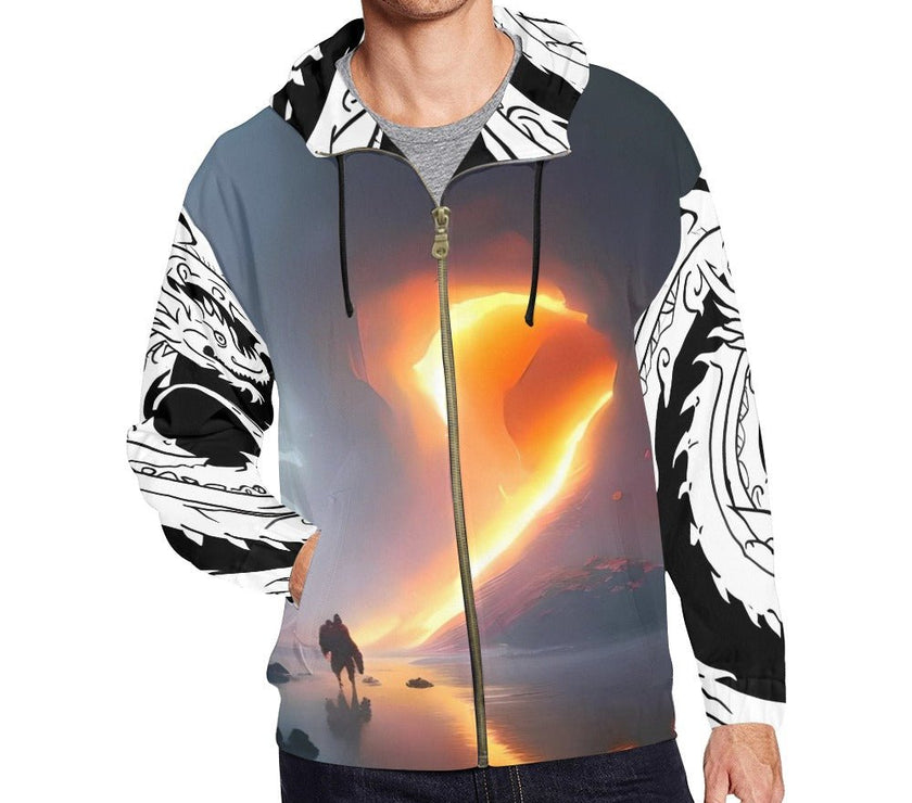 Men's All Over Print Full Zip Hoodie (Model H14) - Limited time Finds