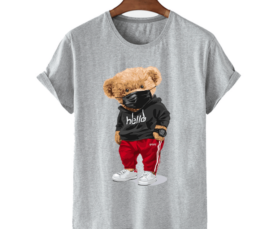 Bear Print Men's Cotton T Shirt - Limited time Finds