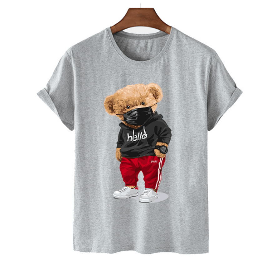 Bear Print Men's Cotton T Shirt - Limited time Finds