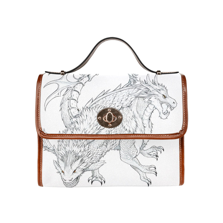 Waterproof Canvas Bag-Brown Dragon Print