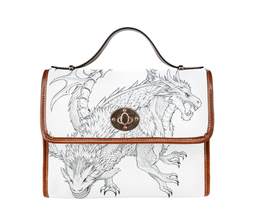 Waterproof Canvas Bag-Brown Dragon Print