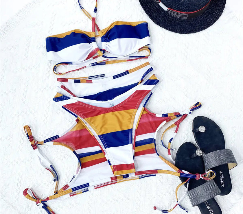 Striped String Swimsuit - Limited time Finds