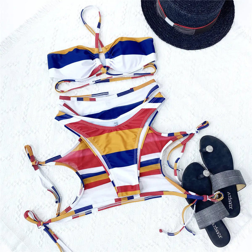 Striped String Swimsuit - Limited time Finds