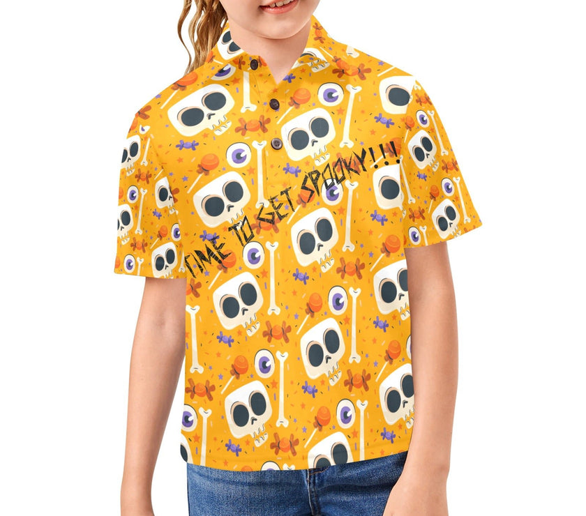 Big Girls' Polo Shirt Halloween skull candy - Limited time Finds