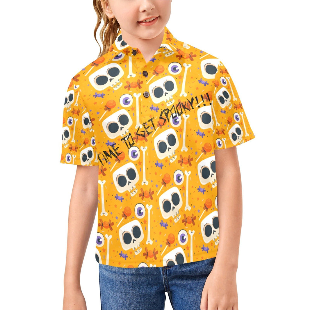 Big Girls' Polo Shirt Halloween skull candy - Limited time Finds