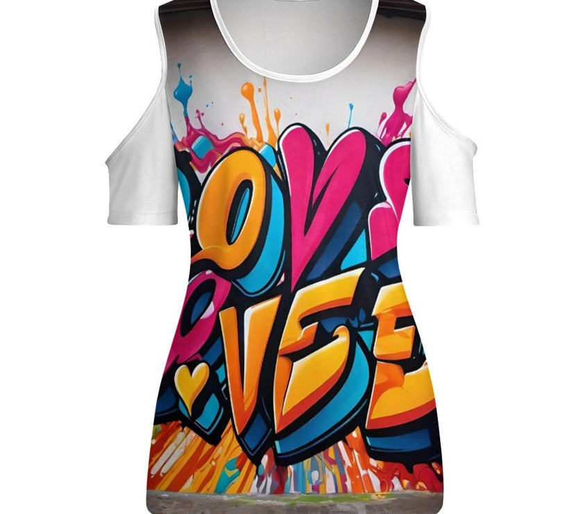 ACT off shoulder U-neck short sleeve top "Love" - Limited time Finds