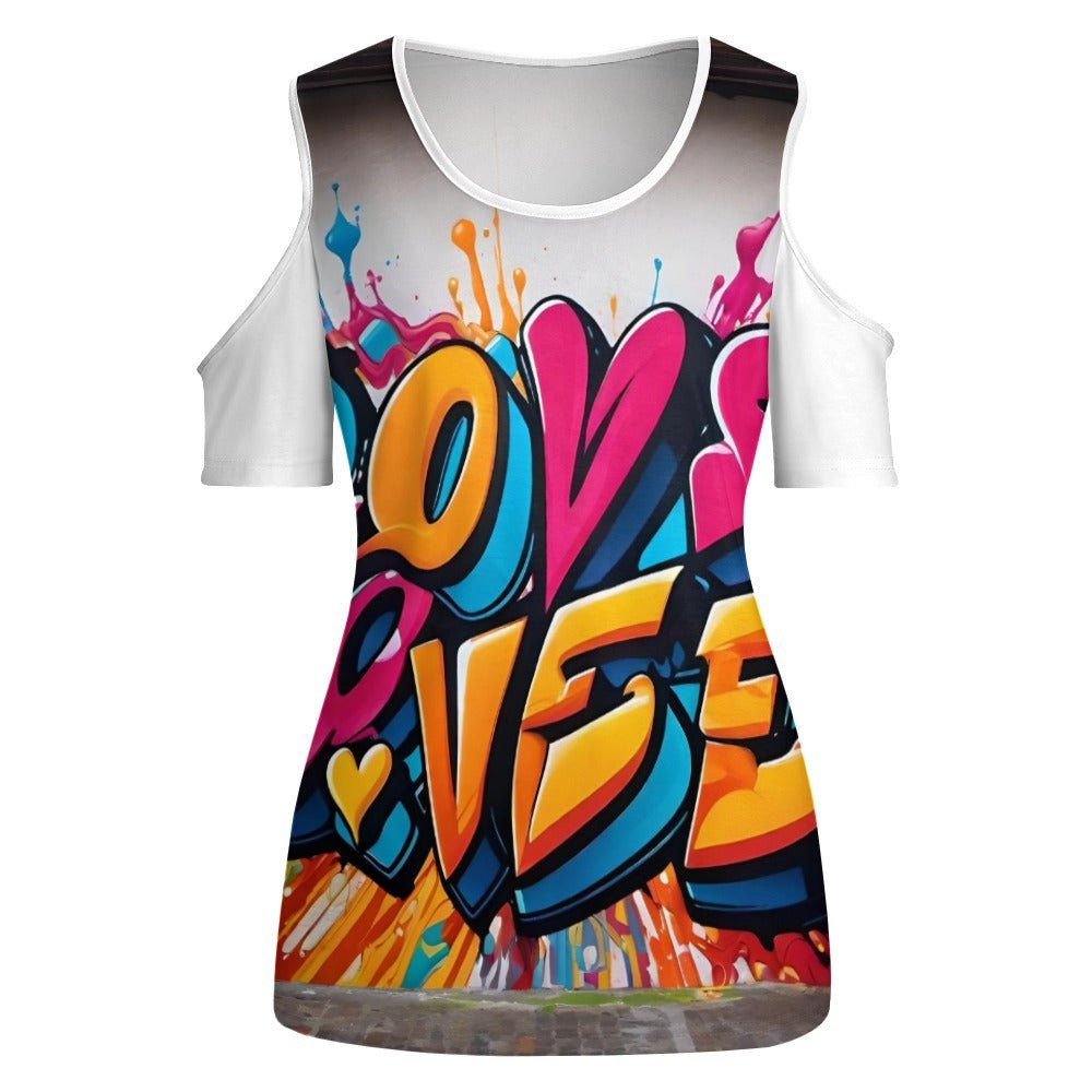 ACT off shoulder U-neck short sleeve top "Love" - Limited time Finds