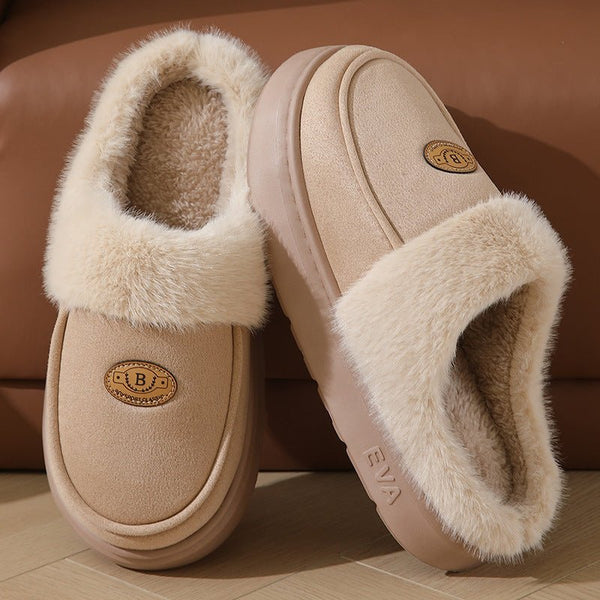 Winter Plush Slippers For Men Casual All - match Warm Suede House Shoes Indoor Non - slip Floor Bedroom Slipper - Limited time Finds