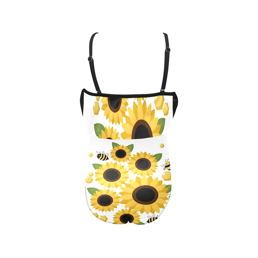 Kids' Spaghetti Strap Ruffle Swimsuit sunflowers