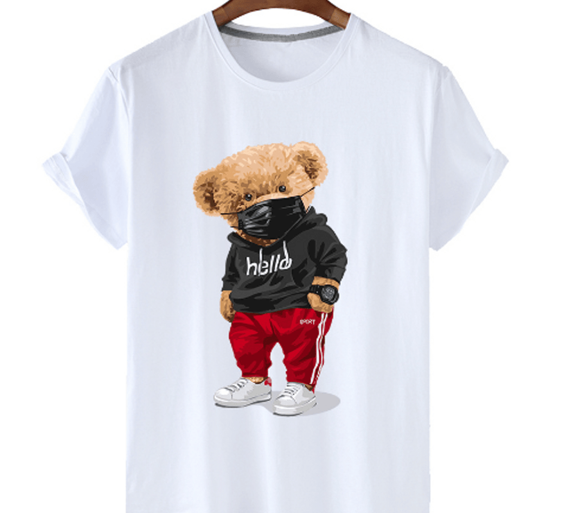 Bear Print Men's Cotton T Shirt - Limited time Finds