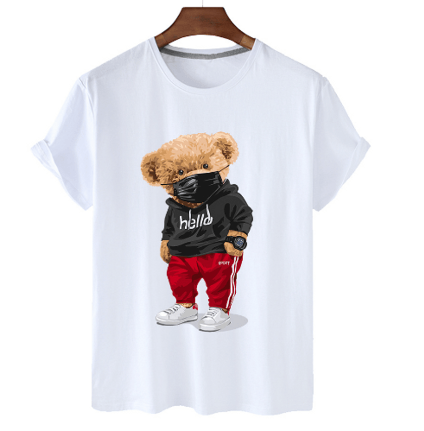 Bear Print Men's Cotton T Shirt - Limited time Finds