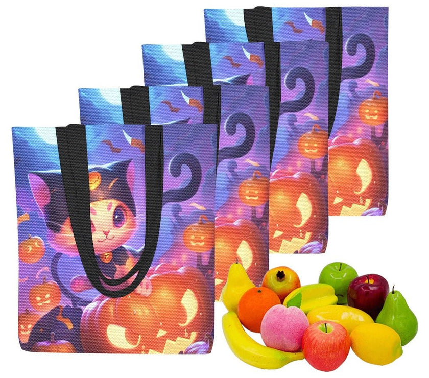 Halloween Purrrfect Canvas Tote Bag (Set of 4) - Limited time Finds