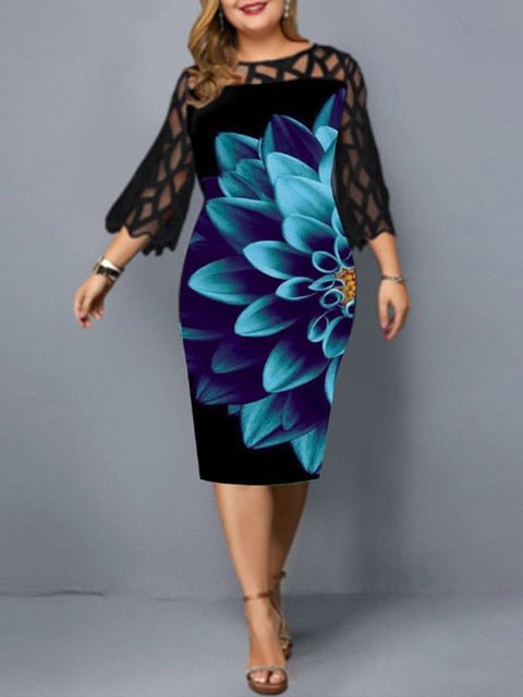 Plus Size Elegant Print Pencil Dress - Limited time Finds