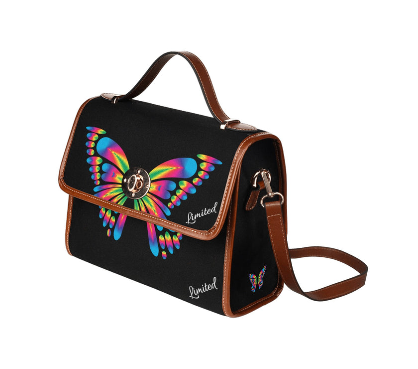 Waterproof Canvas Bag-Brown W/Butterfly - Limited time Finds