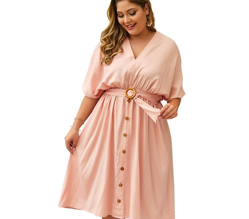 Plus Size Dress Full Sleeve V Neck - Limited time Finds