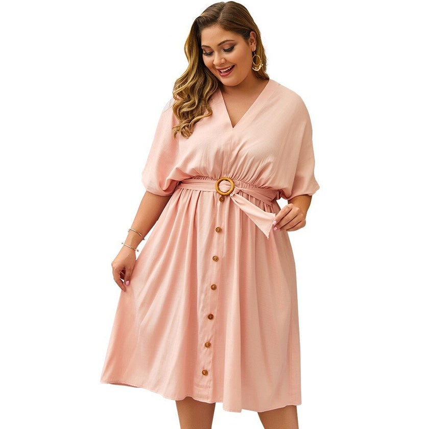 Plus Size Dress Full Sleeve V Neck - Limited time Finds